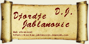 Đorđe Jablanović vizit kartica